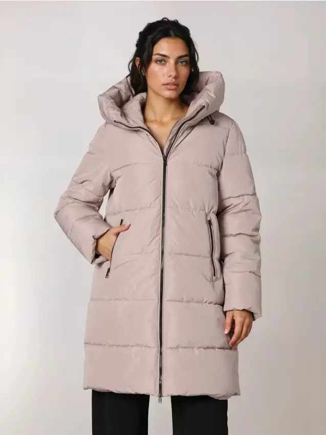 Cappotto trapuntato con cappuccio - beige