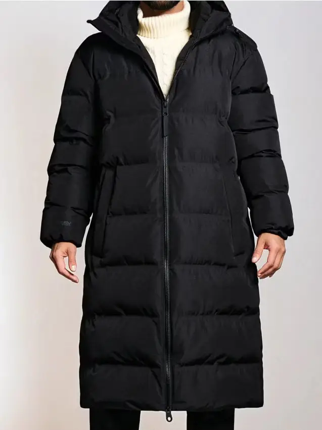 Cappotto trapuntato con cappuccio - nero