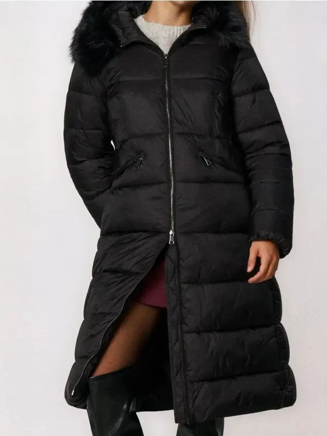 Cappotto trapuntato con cappuccio - nero