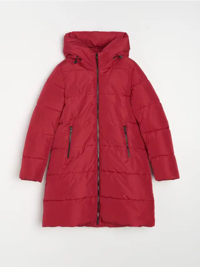 Cappotto trapuntato con cappuccio - rosso