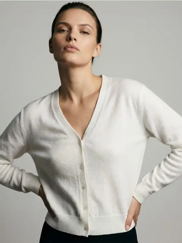 Cardigan classico con bottoni - bianco