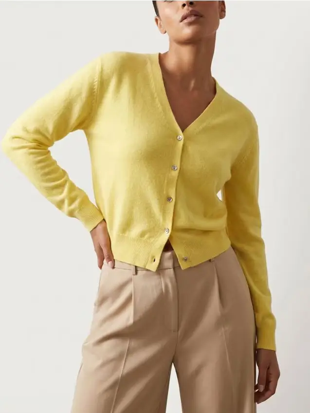 Cardigan classico con bottoni - giallo