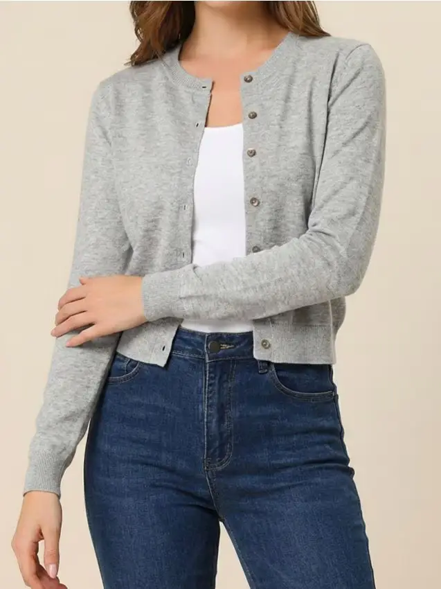 Cardigan classico con bottoni - grigio chiaro