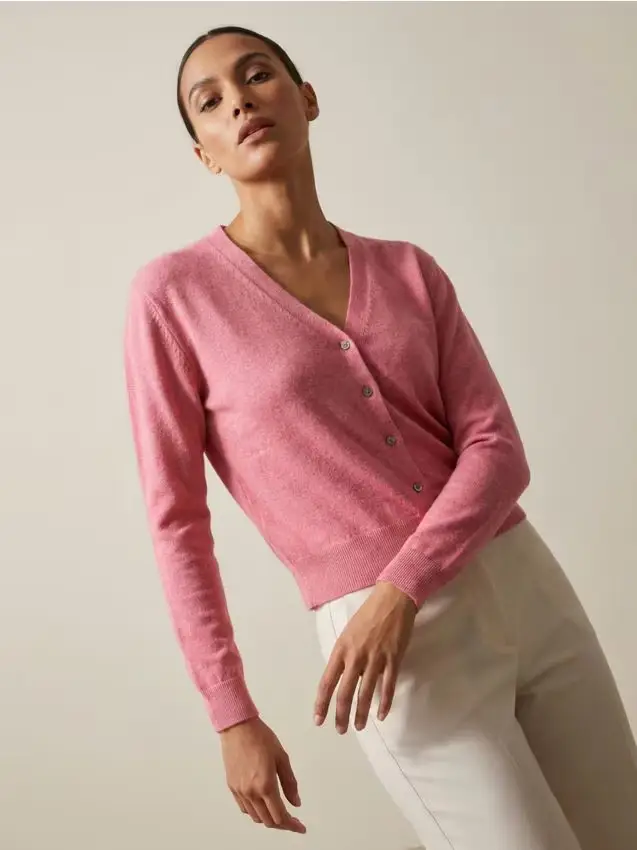 Cardigan classico con bottoni - rosa