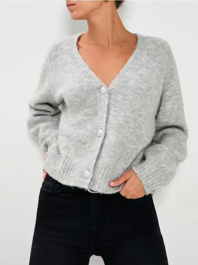 Cardigan con bottoni - grigio chiaro
