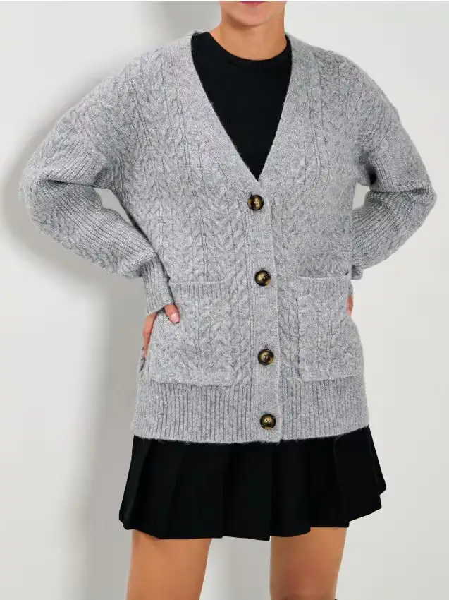 Cardigan con bottoni - grigio chiaro