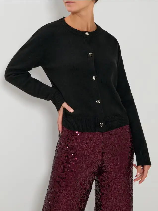 Cardigan con bottoni - nero