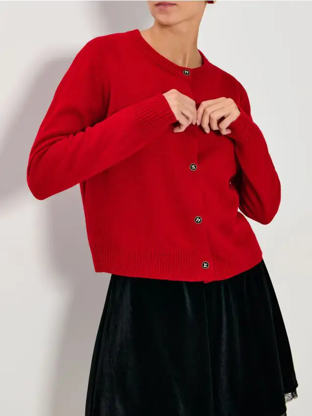 Cardigan con bottoni - rosso
