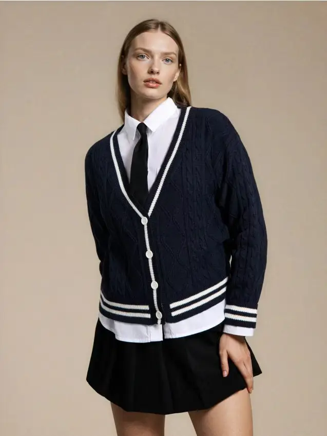 Cardigan in stile accademico - blu scuro