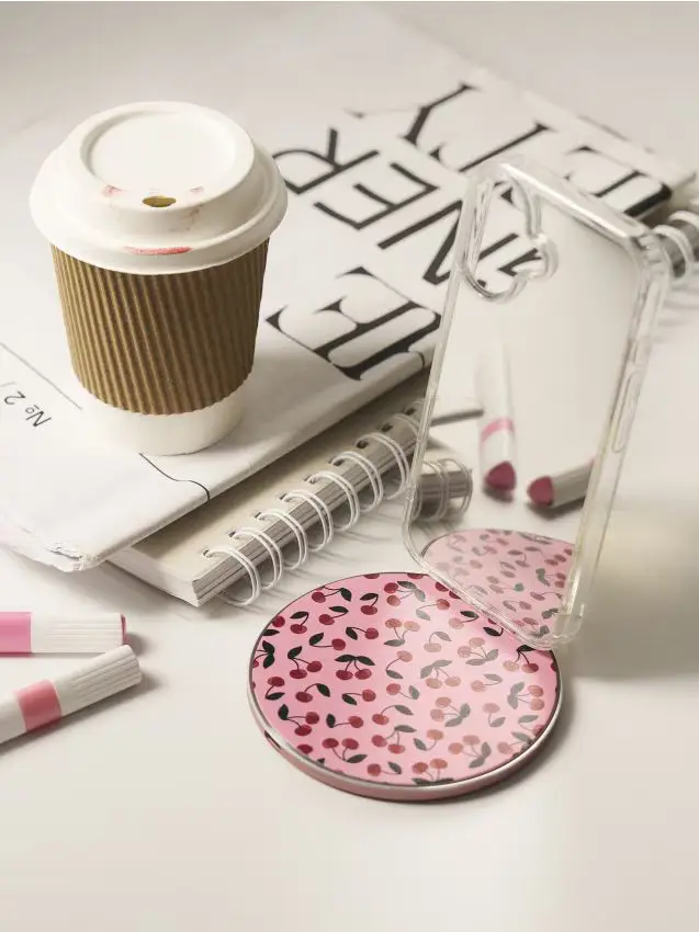 Caricatore wireless per telefono con motivo di ciliegie - rosa