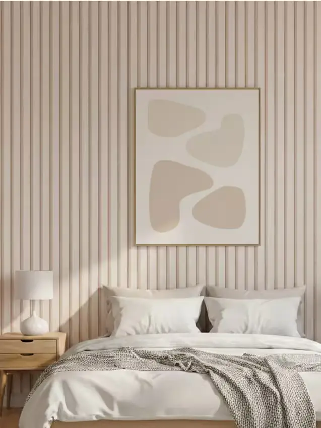 Carta da parati autoadesiva con effetto doghe in legno - beige