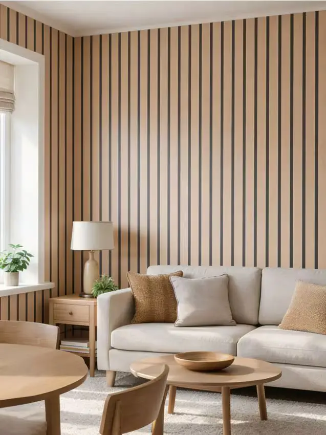 Carta da parati autoadesiva con motivo a lamelle - beige