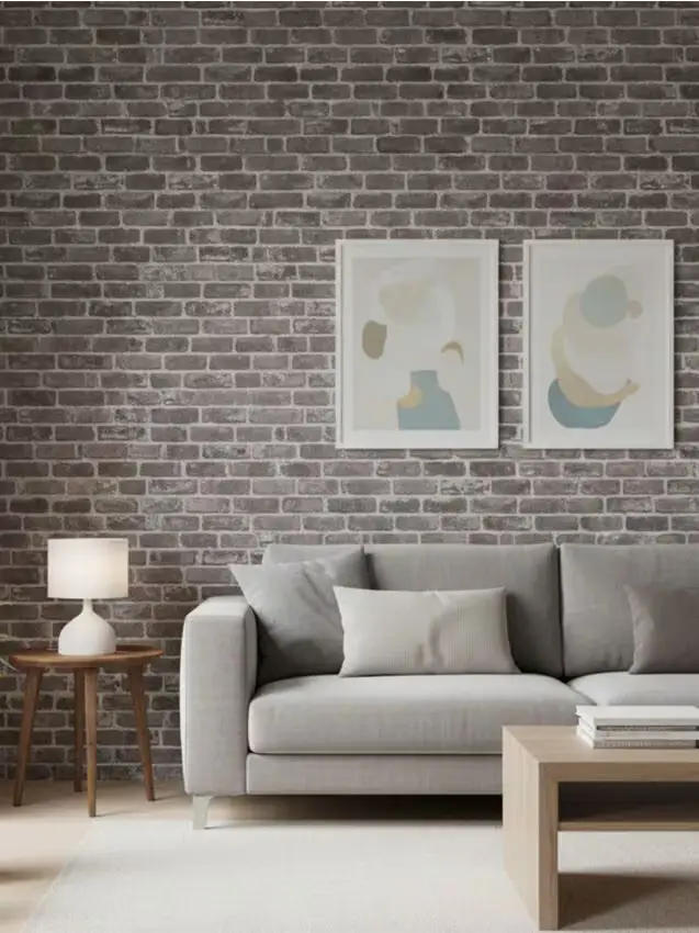 Carta da parati autoadesiva con motivo a mattoni - grigio scuro