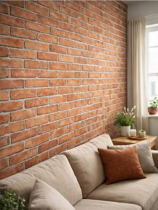 Carta da parati autoadesiva con motivo a mattoni - rosso