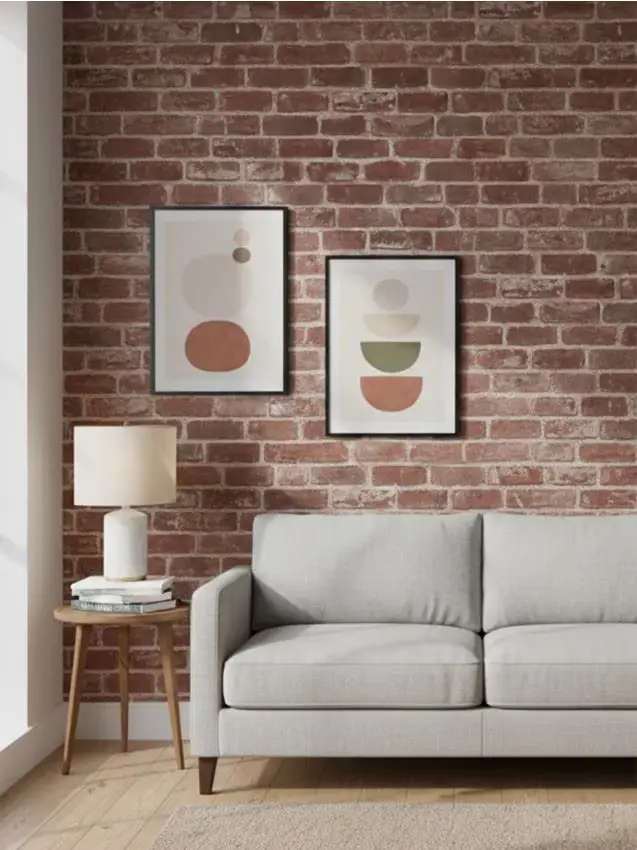 Carta da parati autoadesiva con motivo a mattoni - rosso