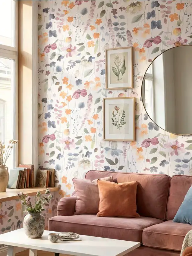 Carta da parati autoadesiva con motivo floreale - blu scuro