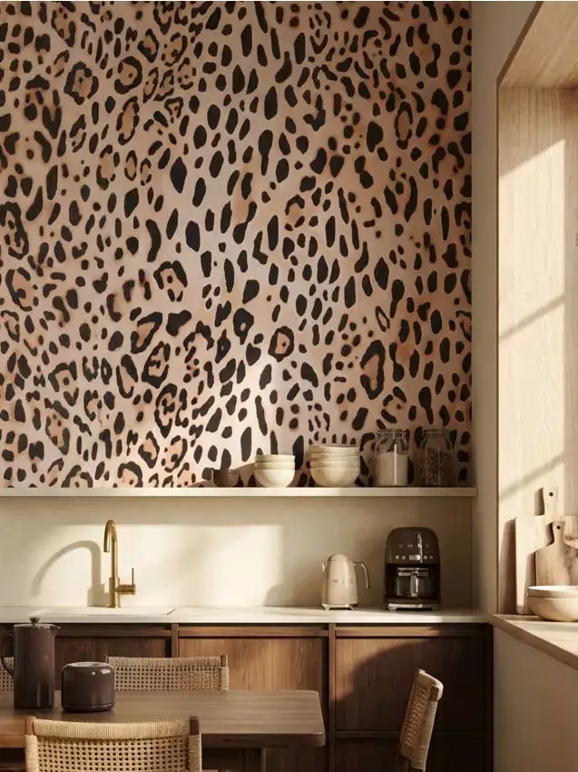 Carta da parati autoadesiva con motivo leopardato - marrone