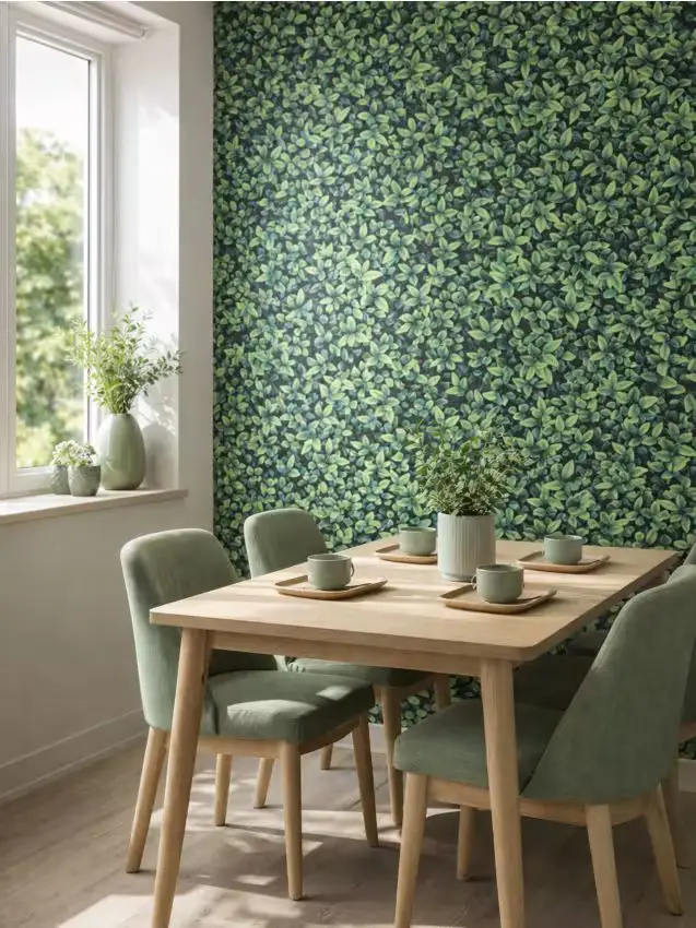 Carta da parati autoadesiva con motivo vegetale - verde