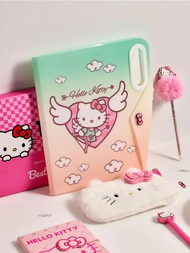 Cartellina in plastica con bottone a pressione Hello Kitty - multicolor