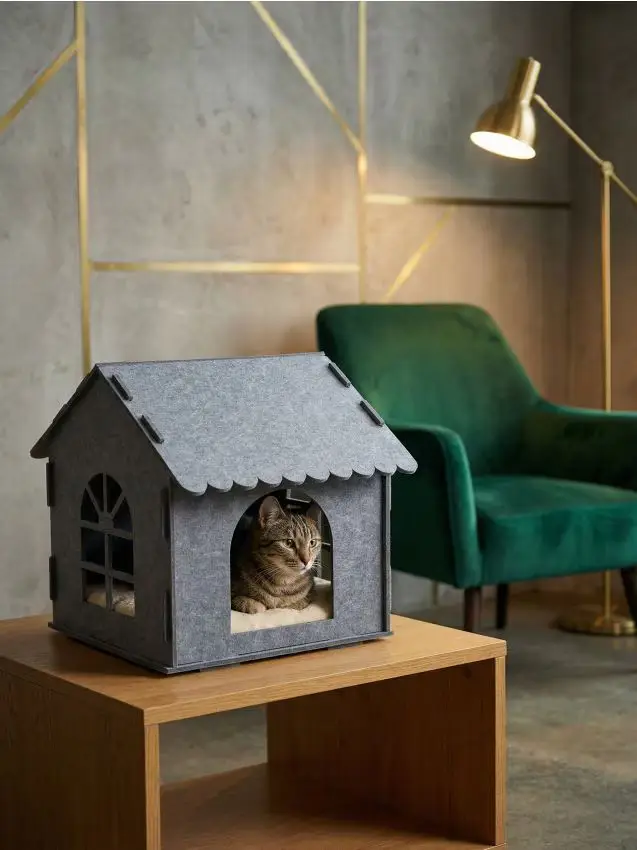 Casetta in feltro per animali - grigio scuro