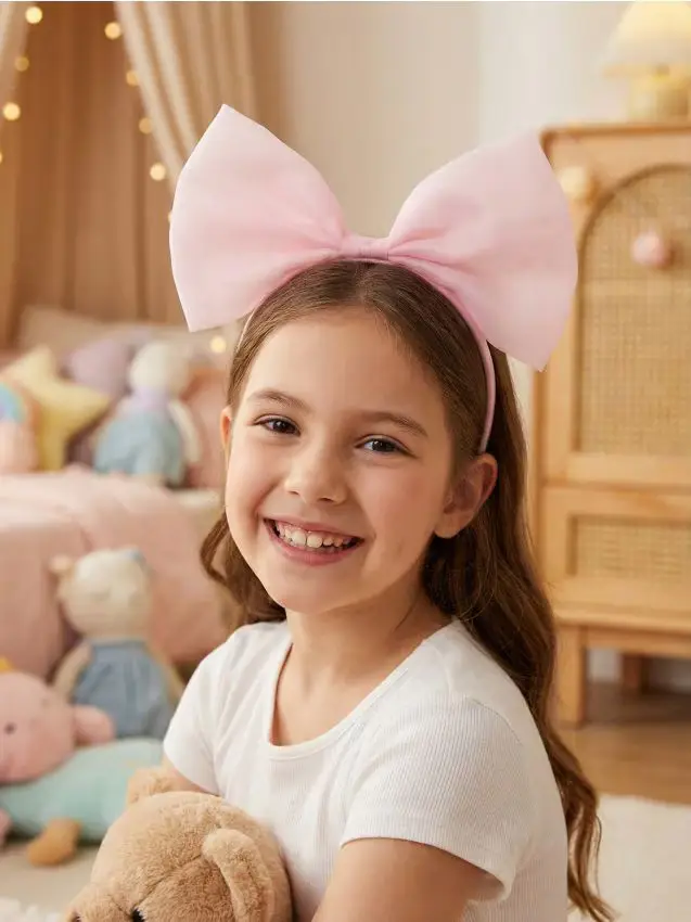 Cerchietto con fiocco grande - rosa