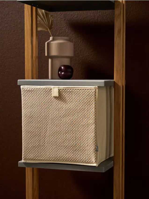 Cesta portaoggetti con frontale intrecciato - beige