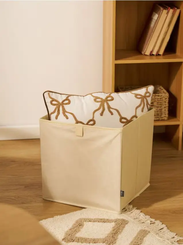 Cesta portaoggetti con fronte in velluto - nude