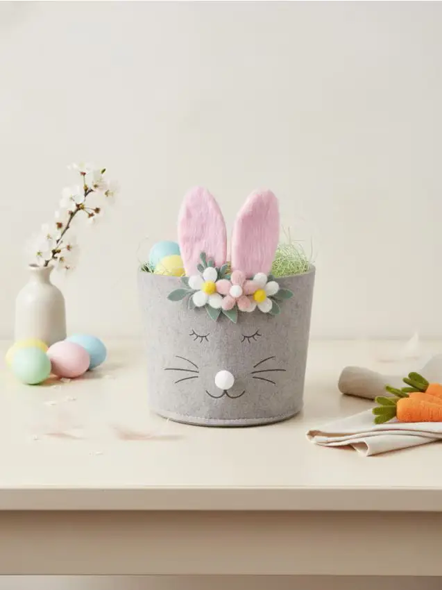 Cestino portaoggetti pasquale con motivo di coniglio - multicolor