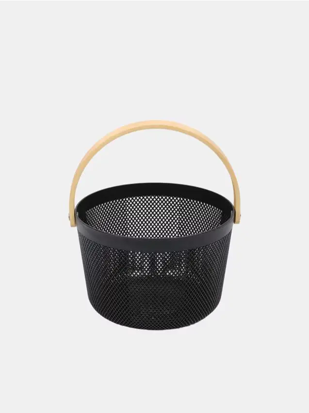 Cesto contenitore con manico - nero