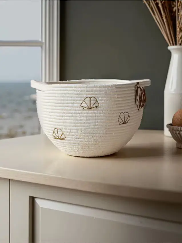 Cesto intrecciato per la conservazione - panna