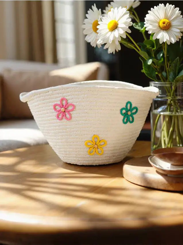 Cesto intrecciato per la conservazione - panna