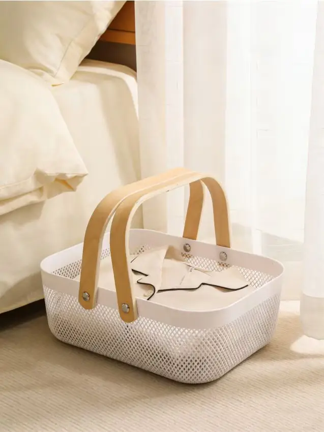 Cesto portaoggetti con manici - bianco