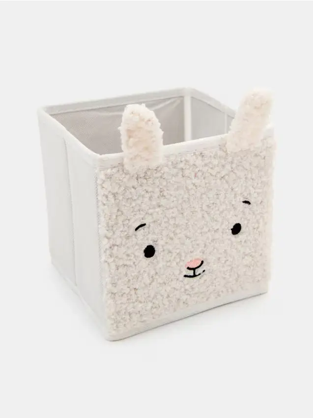Cesto portaoggetti con motivo di coniglio - bianco
