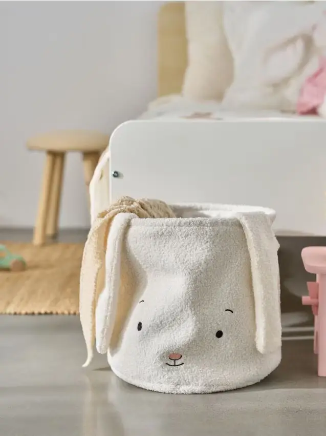 Cesto portaoggetti con motivo di coniglio - bianco