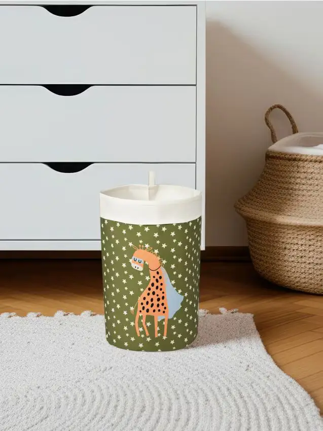 Cesto portaoggetti con motivo giraffa - verde scuro