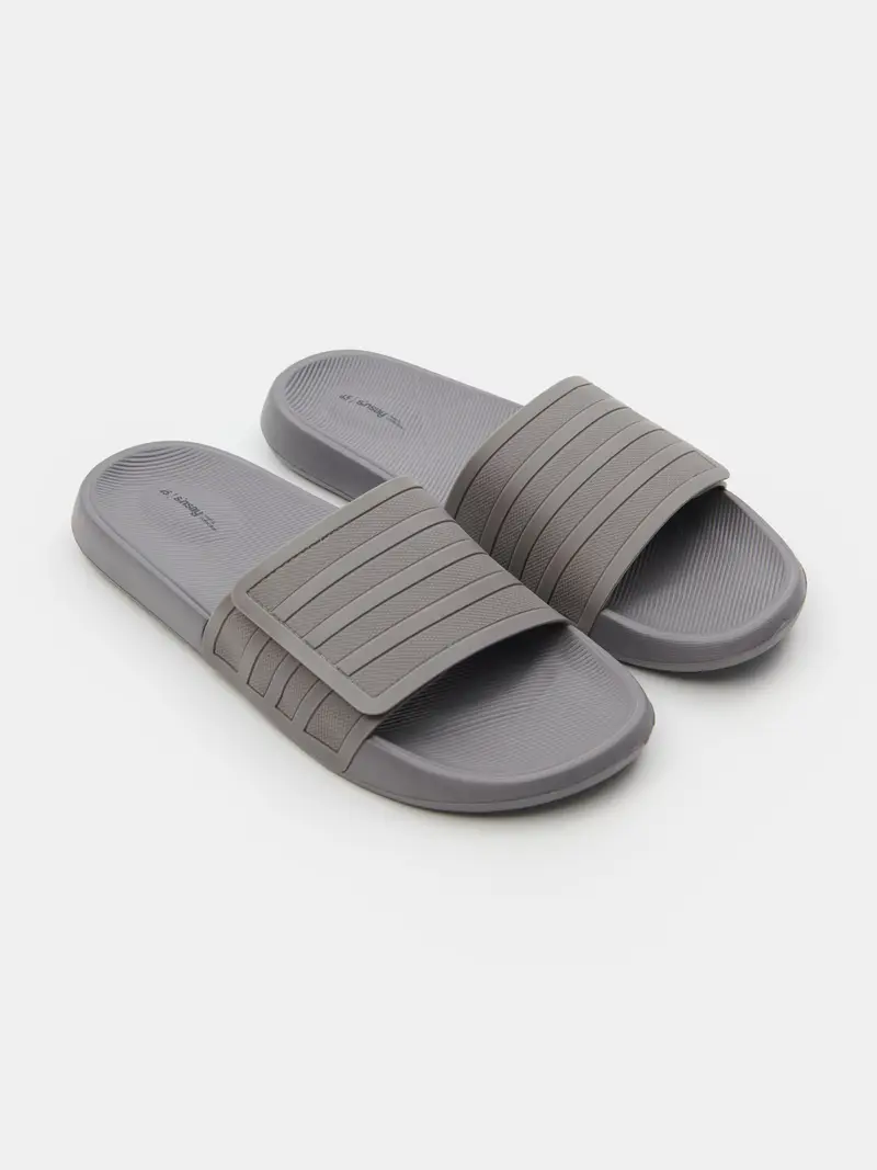 Ciabatte con chiusura a strappo - grigio chiaro miniatura 3