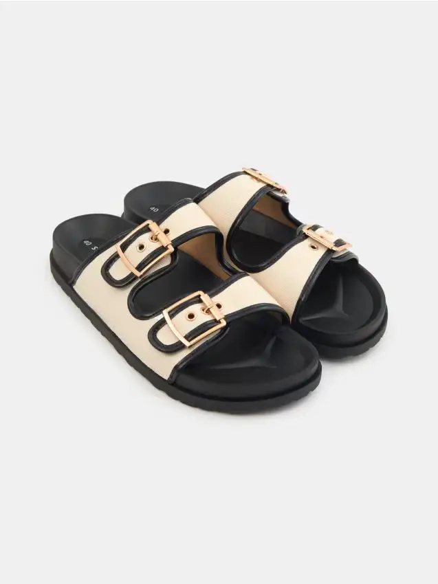 Ciabatte con due cinturini - nero