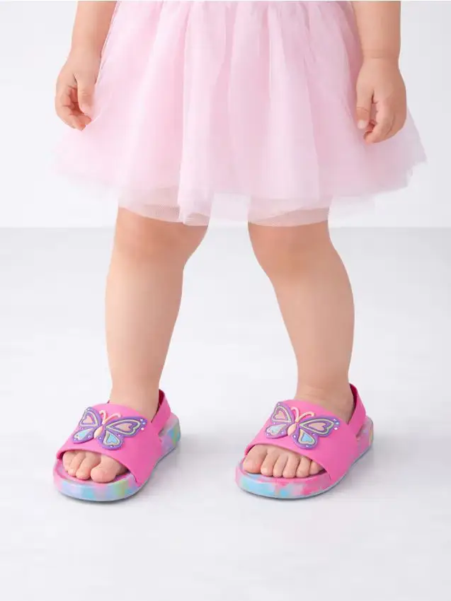 Ciabatte con motivo farfalla e suola tie-dye - multicolor