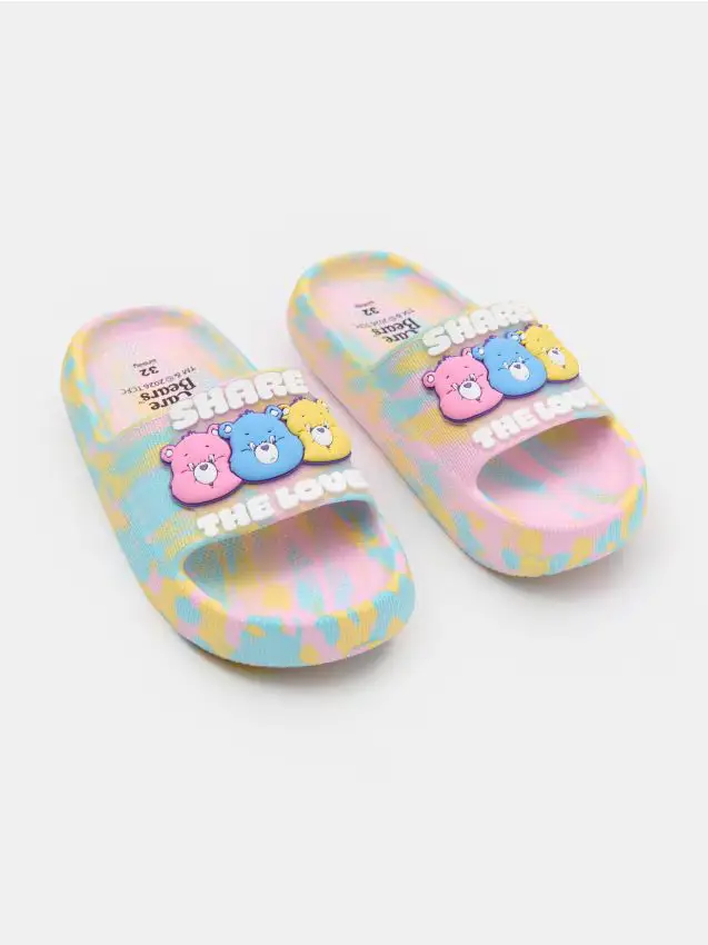 Ciabatte tie-dye con applicazione 3D Care Bears - multicolor