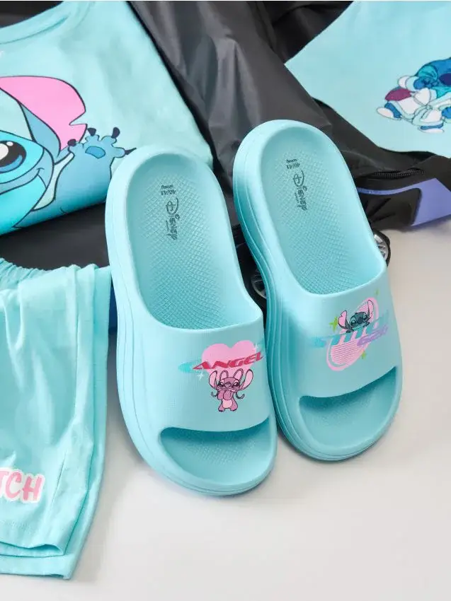 Ciabattine con suola spessa Stitch - verde pallido