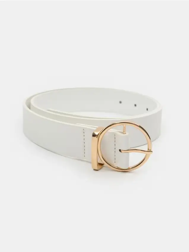 Cintura classica con fibbia dorata - bianco