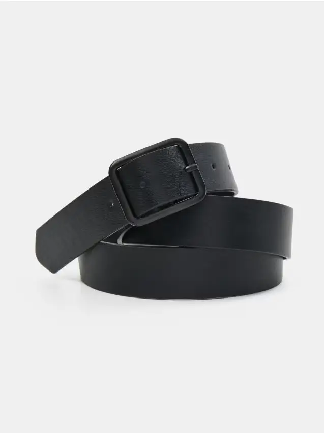 Cintura con fibbia metallica - nero