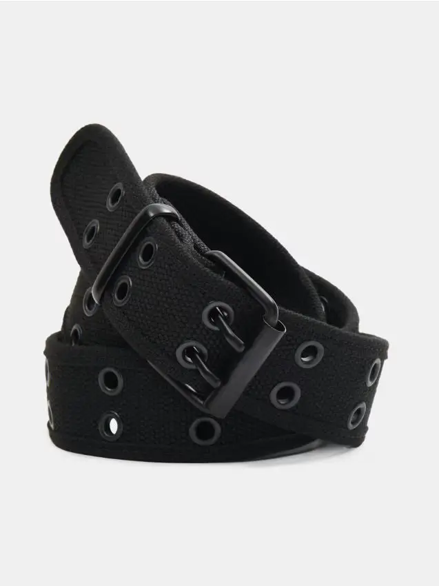 Cintura in canvas con occhielli metallici - nero