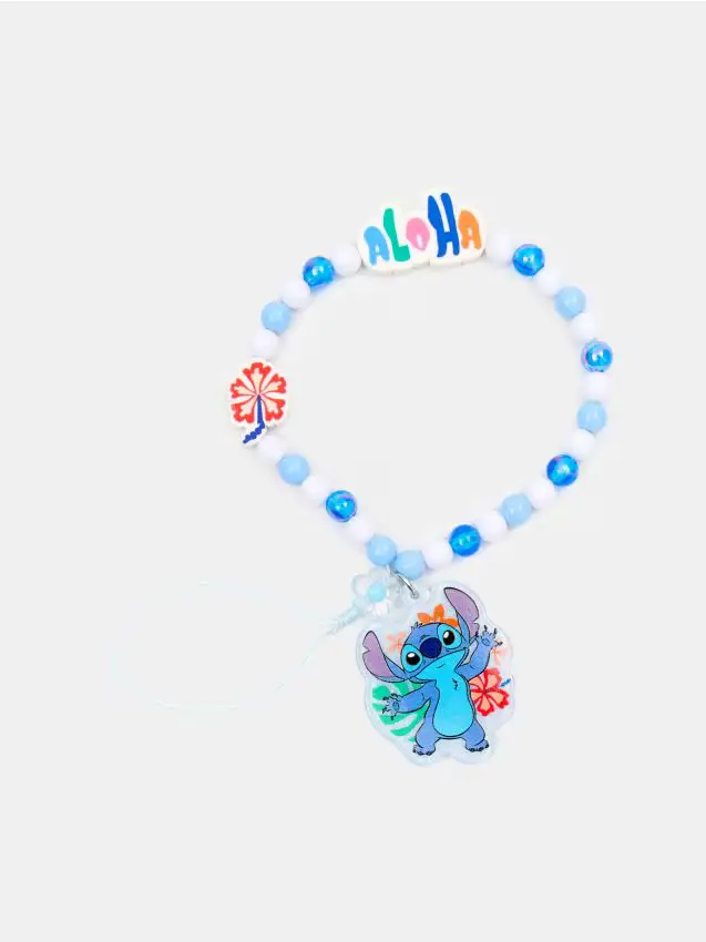 Ciondolo per telefono con perline Stitch - azzurro