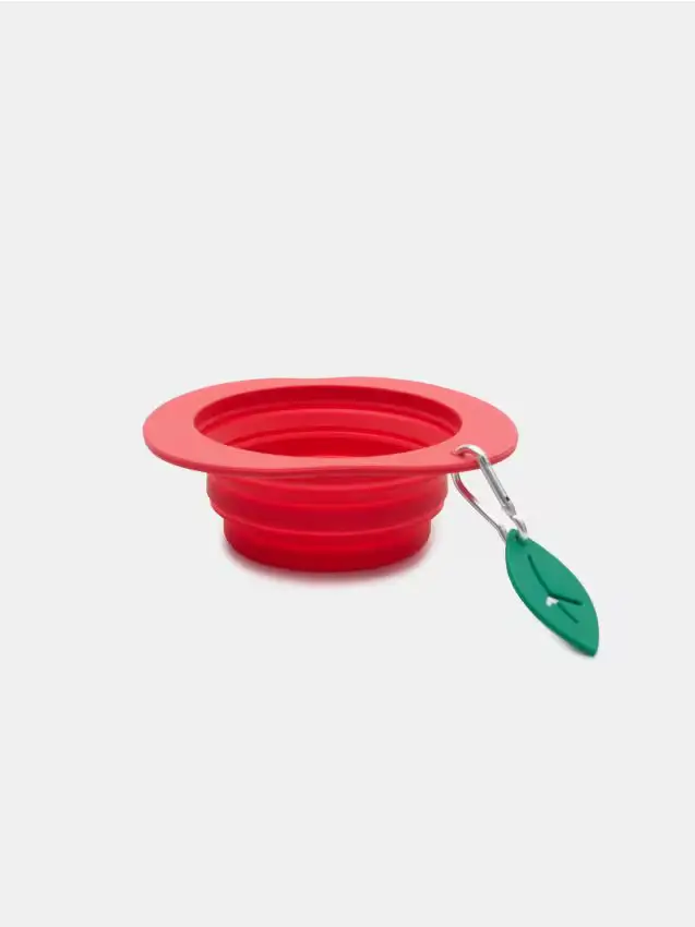 Ciotola da viaggio pieghevole a forma di mela - rosso