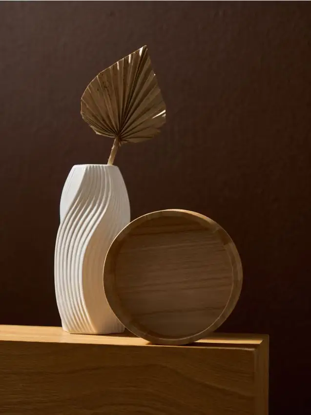 Ciotola decorativa in legno - panna