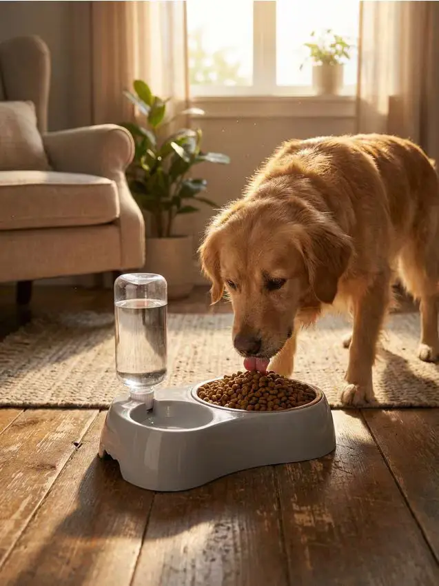 Ciotola per animali con dispenser automatico d acqua - grigio chiaro