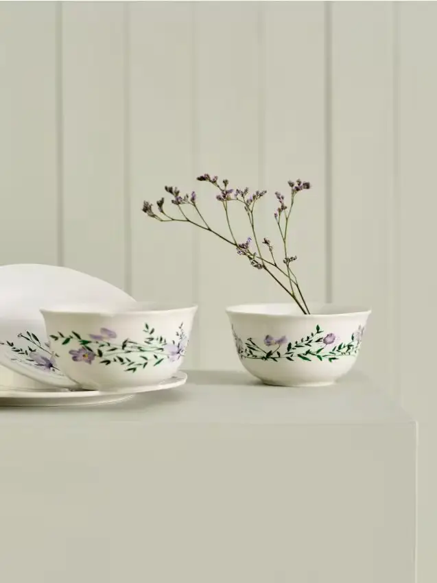 Ciotole in ceramica con motivo floreale confezione da 2 - multicolor