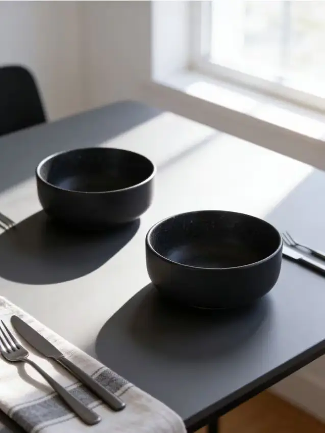 Ciotole in ceramica con motivo puntinato 2 pack - nero