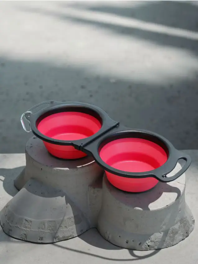 Ciotole pieghevoli per cani e gatti 2 pezzi - rosa pastello